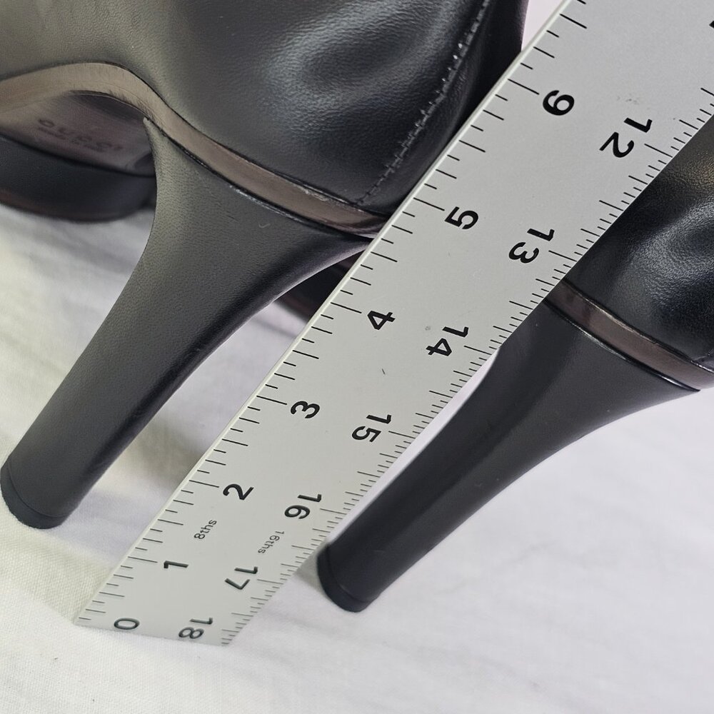 Vintage Gucci 4.5” Block Heel Stacked Platform Pump IT38.5 Black Brown - Picture 6 of 15